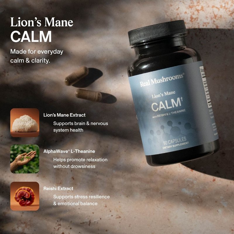 Real Mushrooms Lion's mane Calm, made for everyday calm & clarity