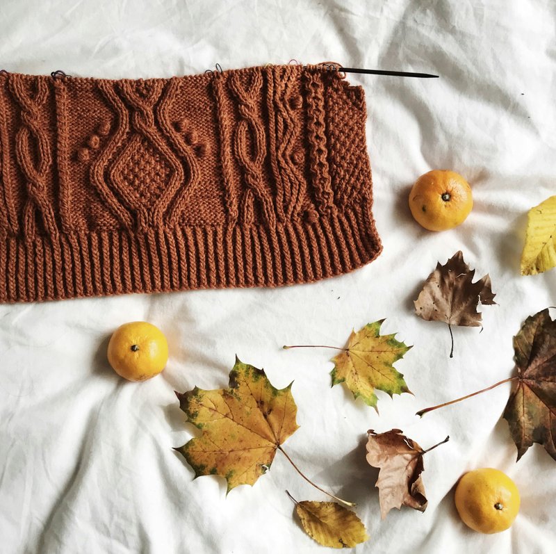 Autumn-inspired knitting in progress (Photographer: rocknwool)