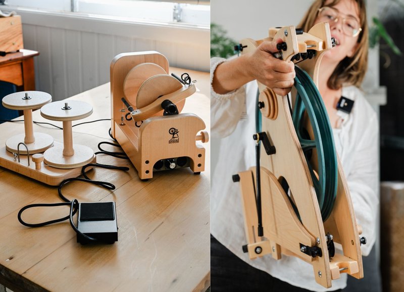 E-Spinner vs Treadle Spinning Wheel - Thread Collective Australia