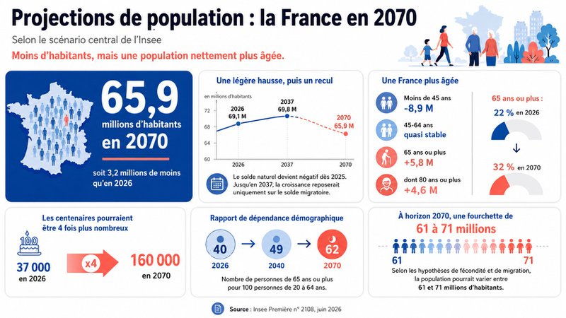 Vieillissement de la population en France d'ici 2070
