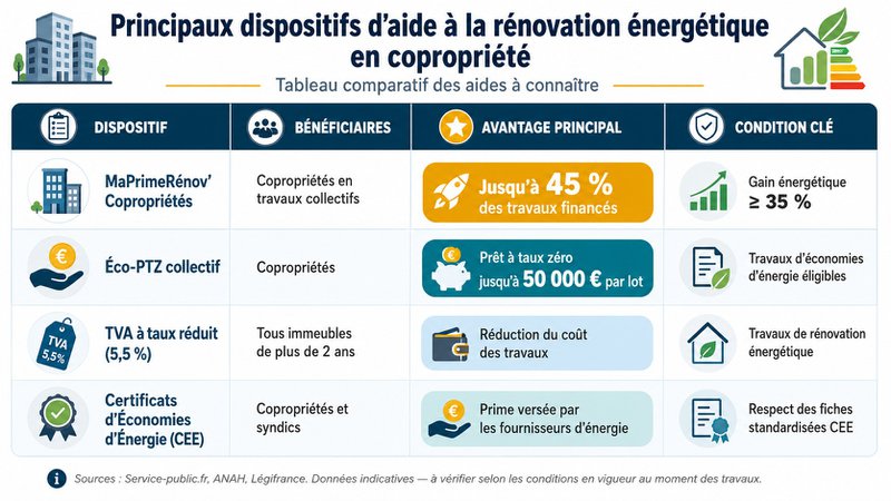 dispositifs d'aide à la rénovation énergétique en copropriété