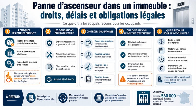 Panne d'ascenseur dans un immeuble : ce que dit la loi