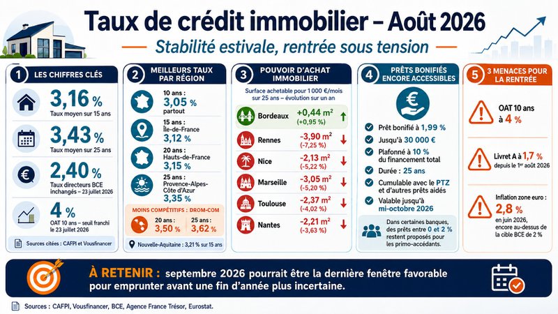 taux crédit immobilier août 2026