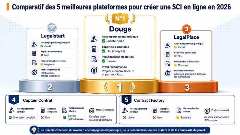 le classement 2026 des 5 meilleures solutions pour créer une SCI en ligne