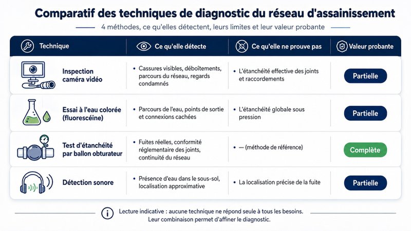 Comparatif des méthodes de diagnostic des réseaux d'assainissement en copropriété