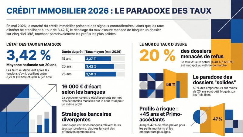 Crédit immobilier : taux et taux d'usure en mai 2026