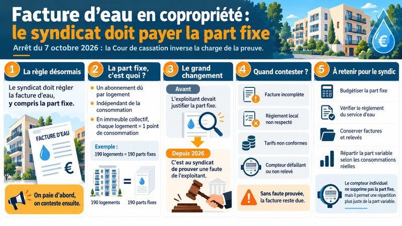 Facture d'eau en copropriété : l'arrêt du 7 octobre 2026