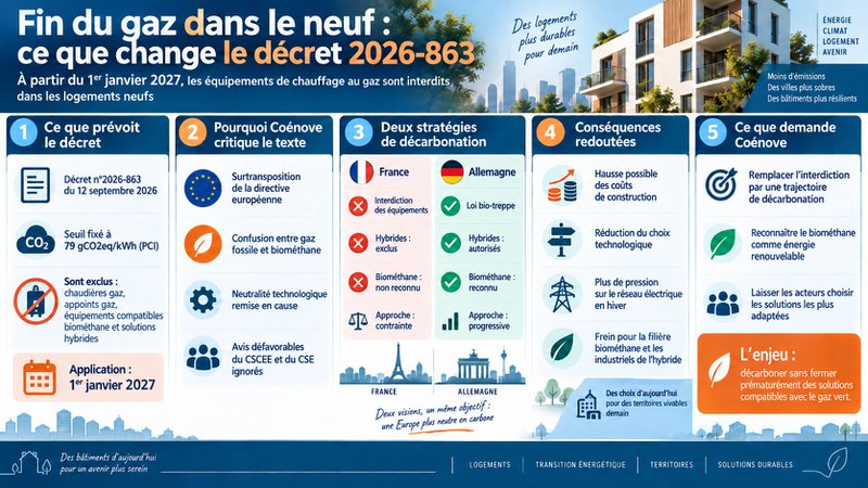 Fin du gaz dans le neuf : ce que dit le décret de septembre 2026 Fin du gaz dans le neuf : ce que dit le décret de septembre 2026