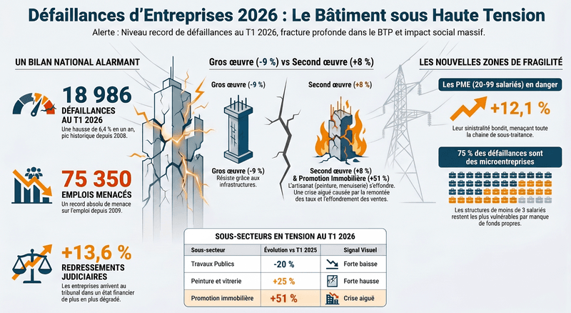 Défaillances des entreprises dans le bâtiment et l'immobilier en 2026 Défaillances des entreprises dans le bâtiment et l'immobilier en 2026