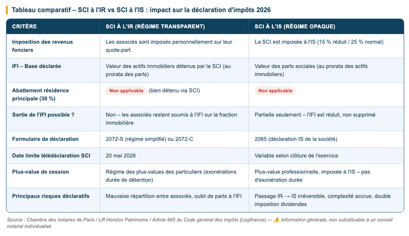 SCI à l'IR ou à l'IS : deux régimes, deux logiques