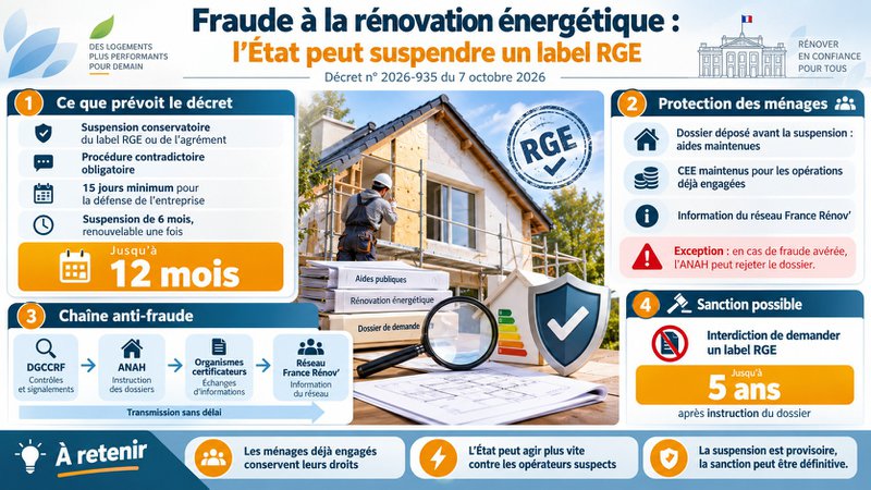 Fraude à la rénovation énergétique et suspension des labels RGE Fraude à la rénovation énergétique et suspension des labels RGE