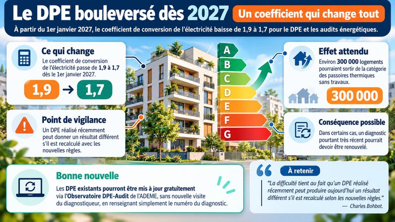 Le DPE bouleversé dès 2027 : un coefficient qui change tout Le DPE bouleversé dès 2027 : un coefficient qui change tout