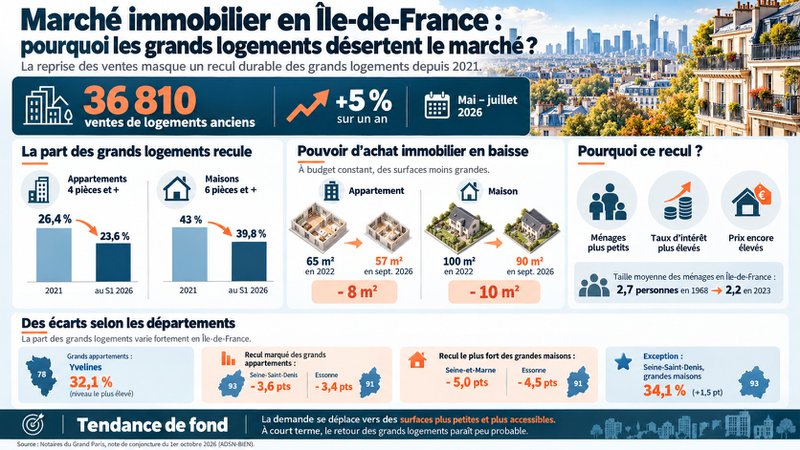 Marché immobilier Île-de-France : le recul des grands logements Marché immobilier Île-de-France : le recul des grands logements