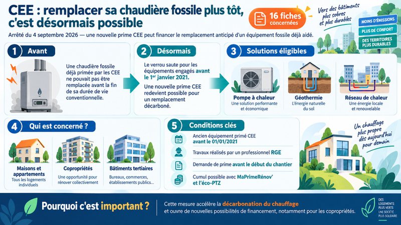 Arrêté CEE du 4 septembre 2026 : remplacement des chaudières fossiles