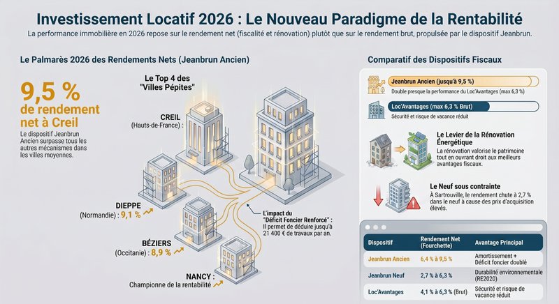 ​Rendement locatif 2026 : jusqu'à 9,5 % avec le dispositif Jeanbrun