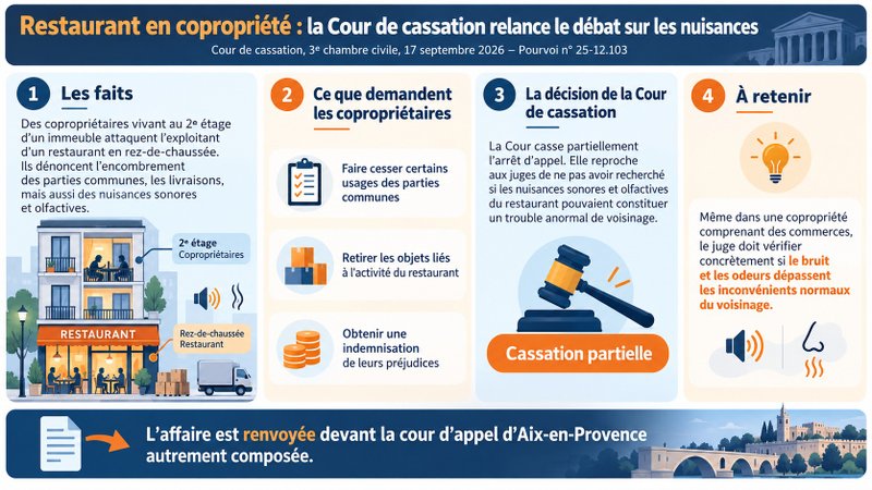 Troubles anormaux de voisinage et restaurant en copropriété
