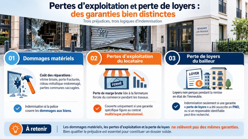 Pertes d'exploitation et perte de loyers : des garanties bien distinctes