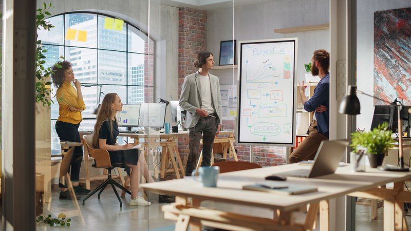 sales team developing a presentation