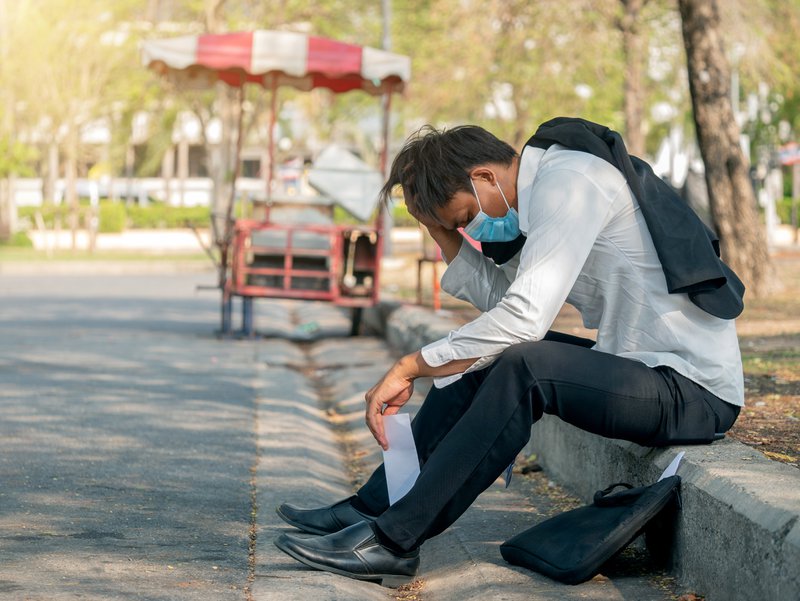 frustrated outdoors salesperson