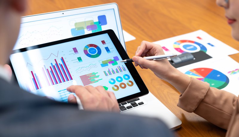 sales analytics shown on tablet
