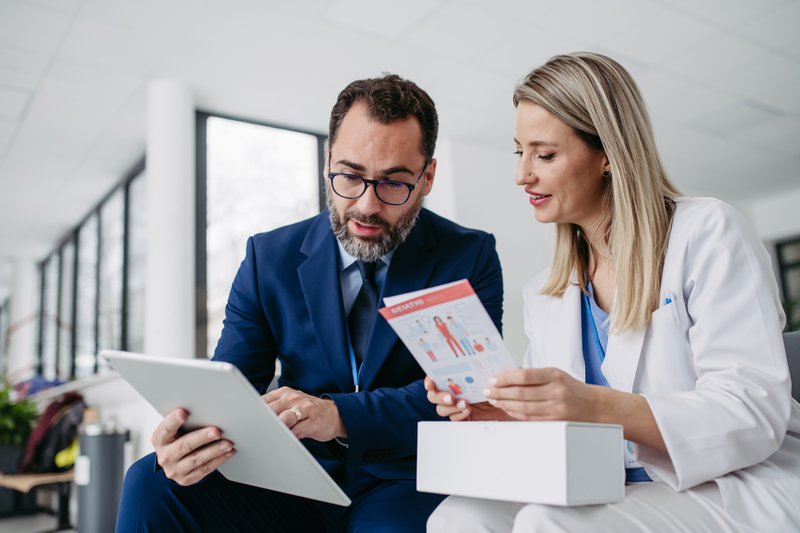 sales rep with customer
