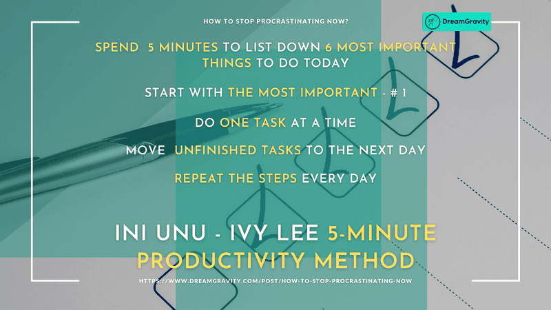 05 - INI UNU Ivy Lee method DreamGravity - How to Stop Procrastinating Now