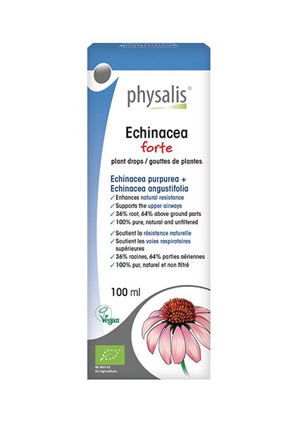 Echinacea forte tincture packaging, supporting natural immune health for the whole family.
