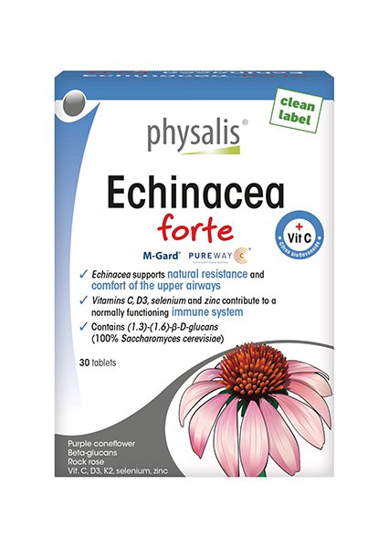 Echinacea supplement packaging, providing concentrated immune support with standardized extracts for daily wellness.