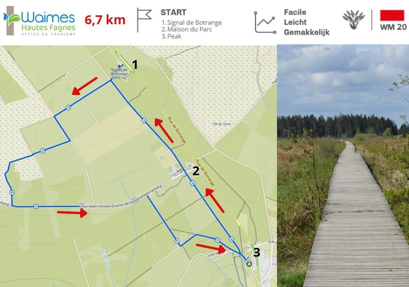Nouvelle boucle rectangle rouge dans les Hautes Fagnes