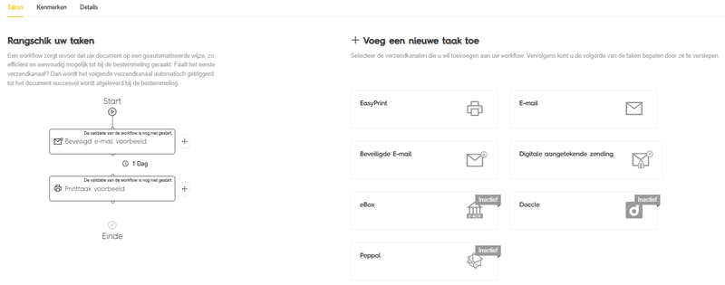 Voorbeeld van een beveiligd e-mail en een printtaak