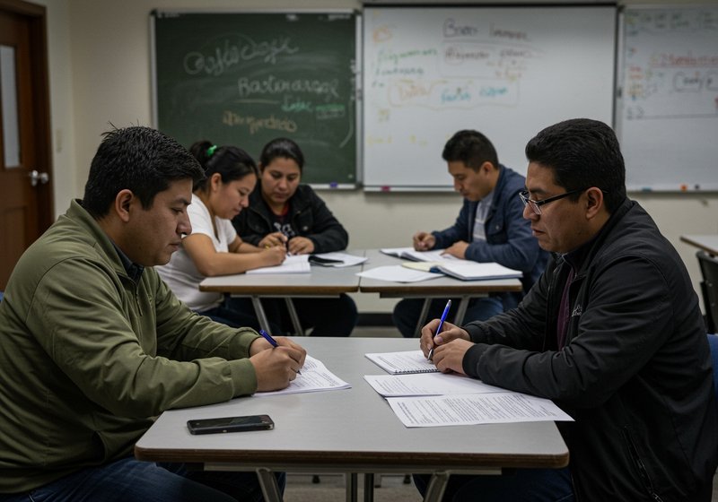 University setting in Mexico. Mexican students studying.