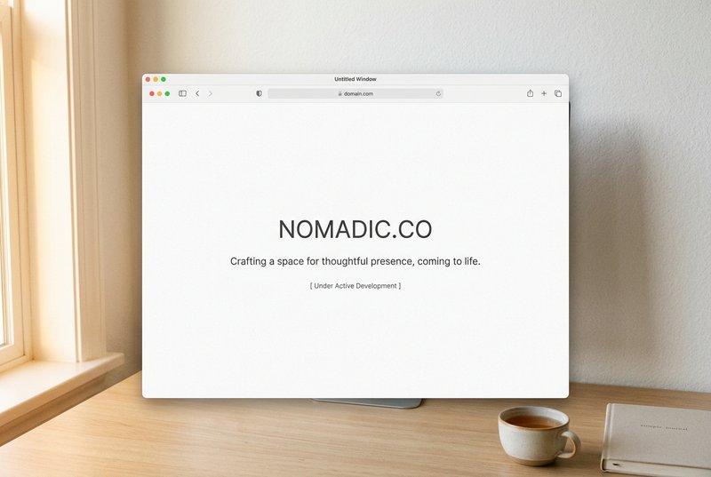 A minimal coming soon page with clear entity definition and structured content — the active positive signal compared to a parking page or empty 404.