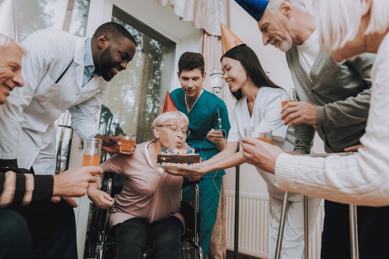 celebrating in an assisted living facility