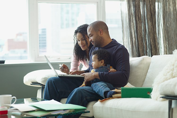 family researching employee benefits packages