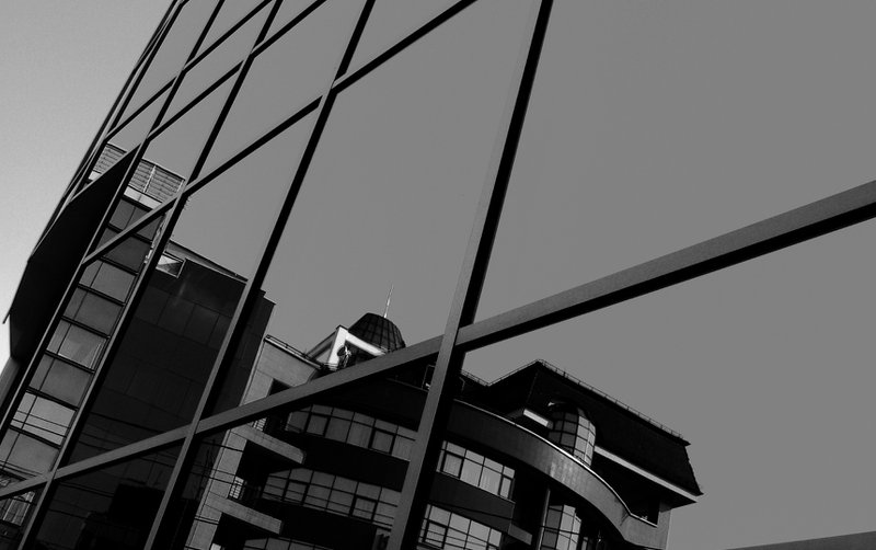 Laminated glass windows on a building
