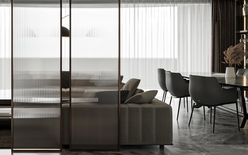 Reeded glass vs fluted glass used for living room partitions