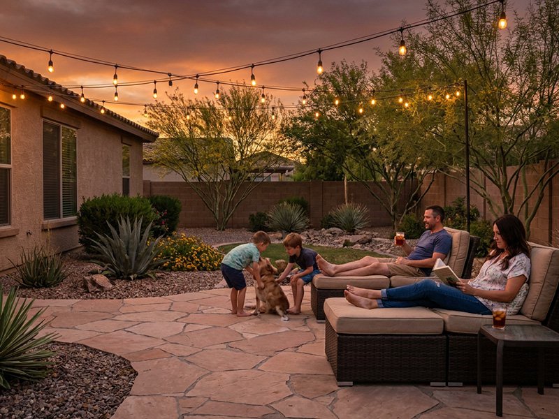 phoenix family enjoying summer evening without mosquito bites