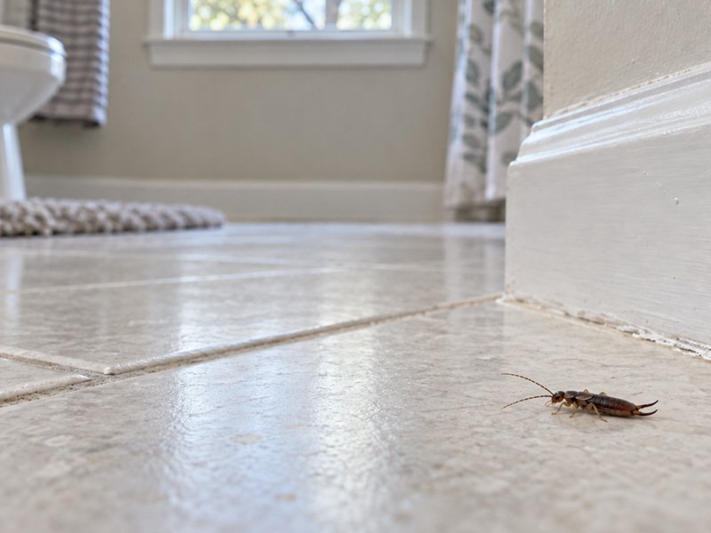 cockroach on tiled floor