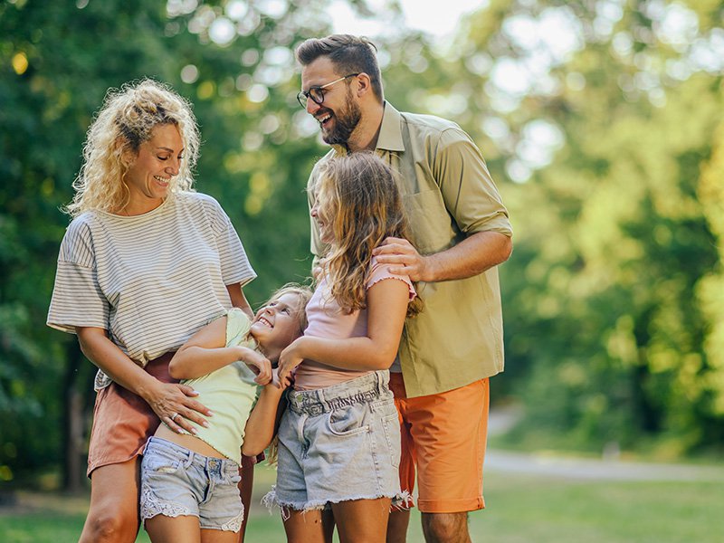happy family outside