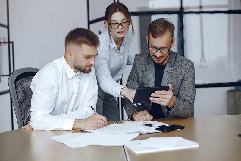 Finance and accounting professionals working together.