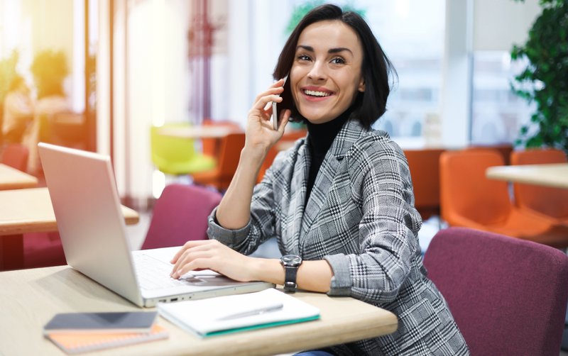 Female student researching about continuing education programs.