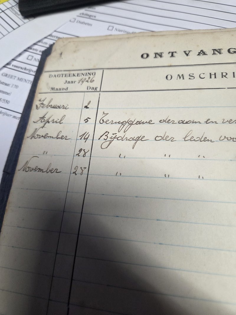Kasboek uit 1926