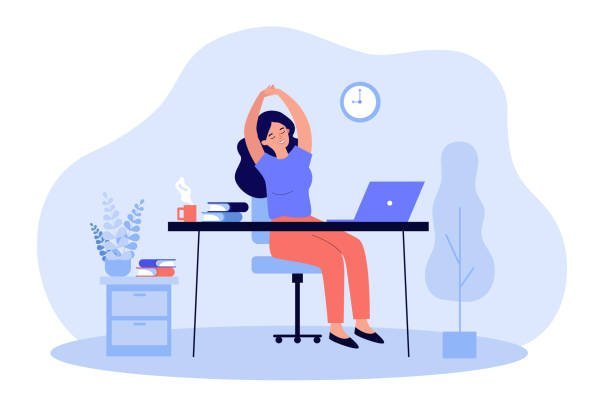 Self-compassion: Person stretching after working