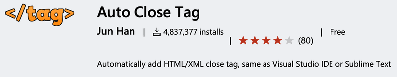 Auto Close Tag - VSCode Extensions
