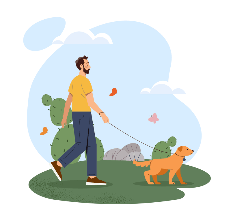 Man walking a dog