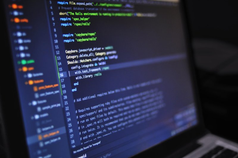 computer screen with programming code