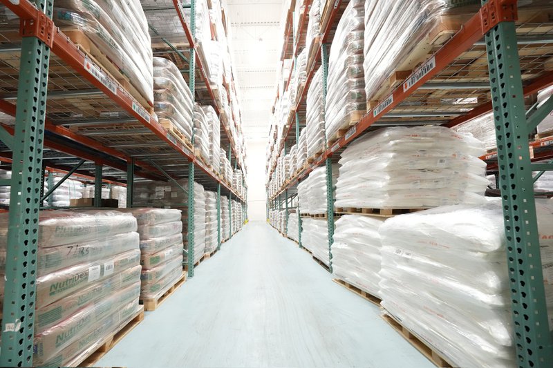 Warehouse with supplement products on display