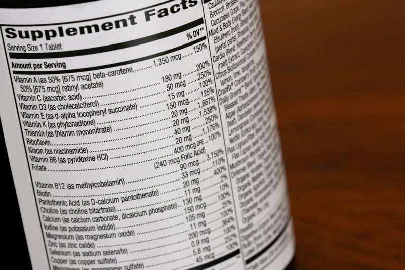 Supplement label listing shows supplement transparency
