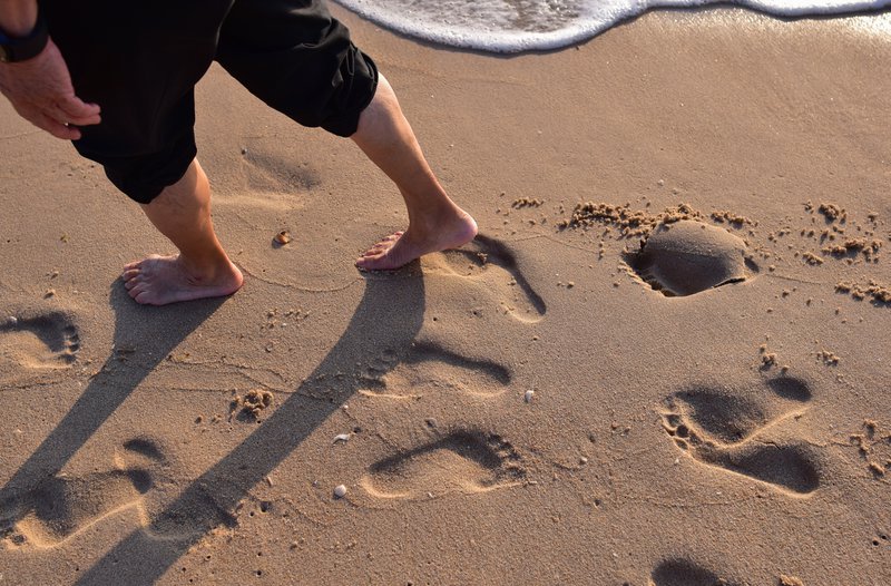 A man taking beach walks.