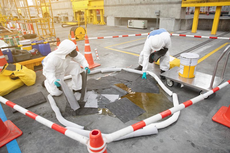 Hazard cleaning services in manufacturing and chemical facilities.